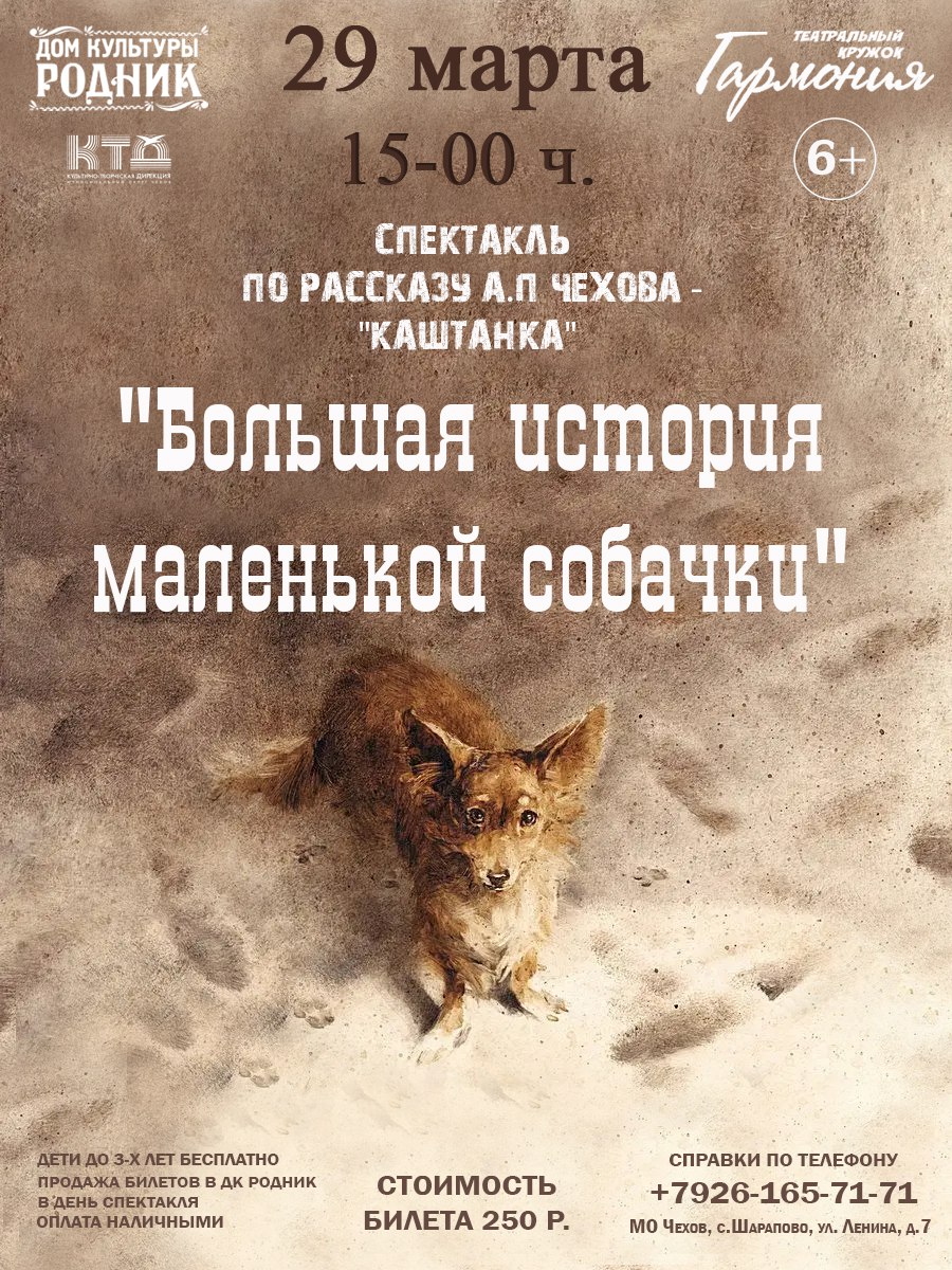 Вы сейчас просматриваете Приглашаем жителей и гостей МО Чехов на спектакль «Большая история маленькой собачки»