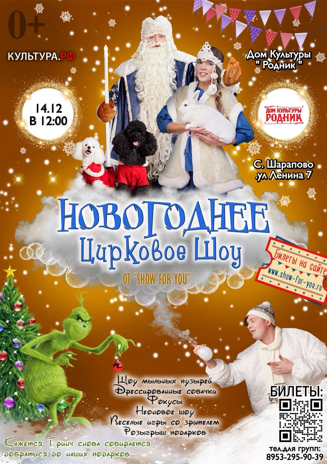 Вы сейчас просматриваете 🌲 Новогоднее цирковое мыльное шоу в ДК «Родник» м.о. Чехов